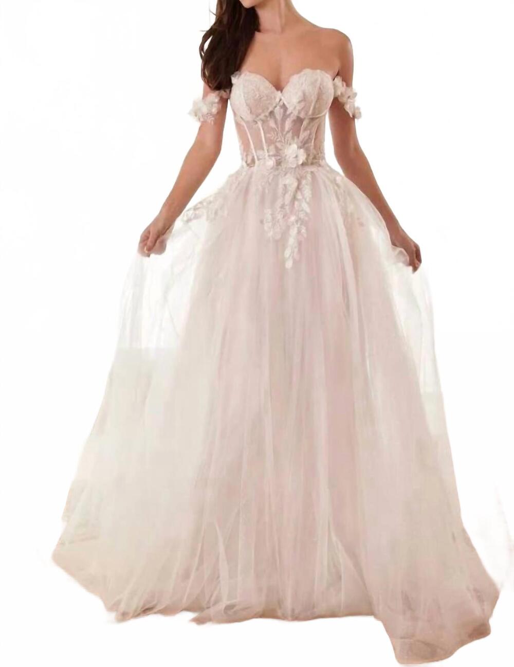 NEW CINDERELLA DIVINE nova off shoulder bustier floral applique tulle wedding dr